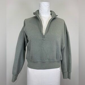 Half Zip Cropped Sweatshirt in Sage - ✨ Mix & Match ✨